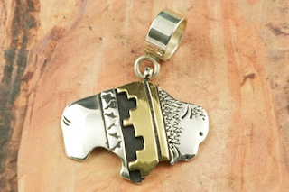 Beautiful Sterling Silver Buffalo with Gold Fill Contemporary Design overlay. Free 18